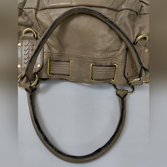 JUICY COUTURE Taupe Leather Satchel Shoulder Bag Handbag - Picture 8 of 12